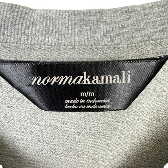 Norma Kamali Gray Pullover V-neck Kangaroo Pocket Sweatshirt Tunic Mini Dress - Picture 10 of 12
